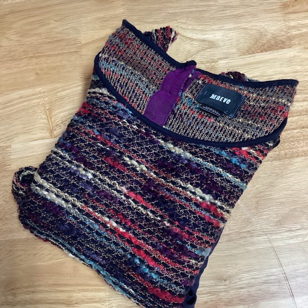 Anthropologie Maeve Dress Boucle Women's XS Scoop Neck Fitted Sleeves‎ Boho Mini
